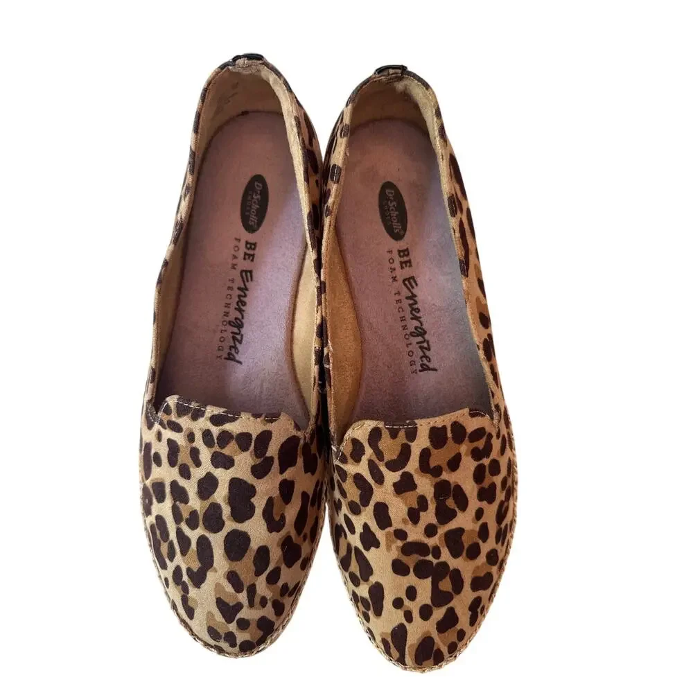 Dr. Scholl's Find Me Leopard Print Loafer Flats Espadrilles Women's Size 7